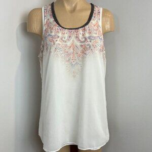 Lady Dutch High Society Women's Medium White Embellished Collar Blouse Top Shirt